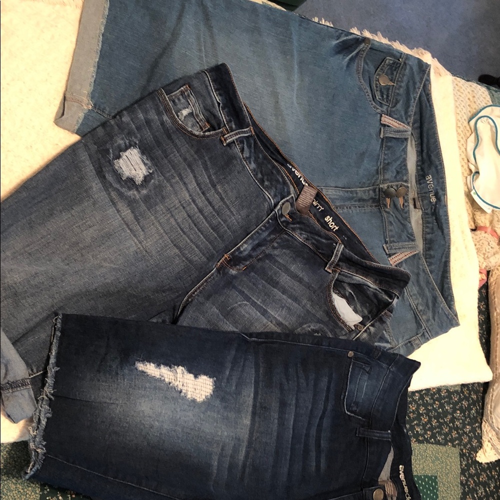Avenue Assorted Distressed Blue Denim Shorts - 3 Pack